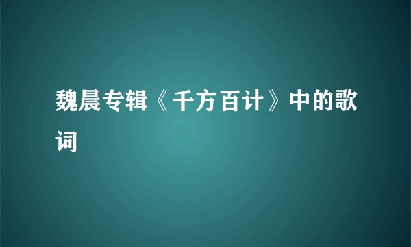 魏晨专辑《千方百计》中的歌词