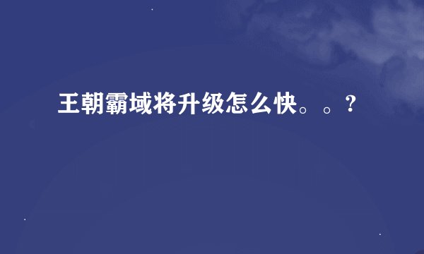 王朝霸域将升级怎么快。。?
