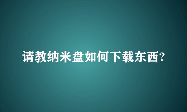 请教纳米盘如何下载东西?
