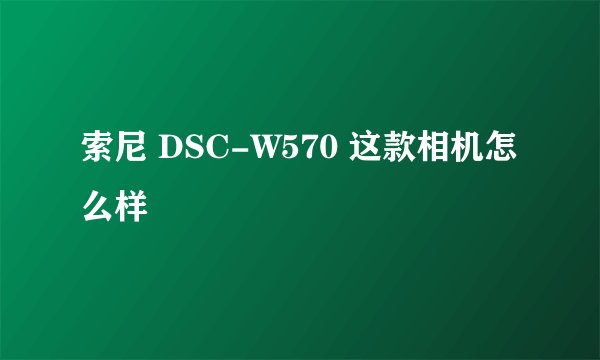 索尼 DSC-W570 这款相机怎么样