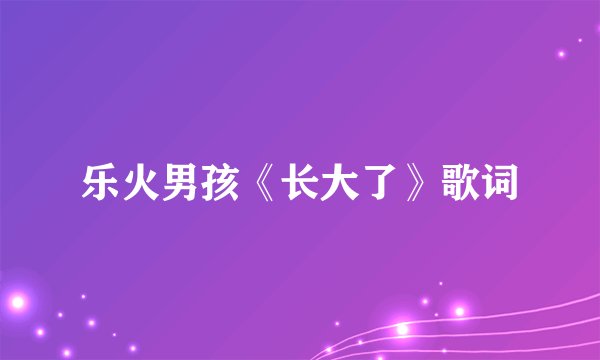 乐火男孩《长大了》歌词