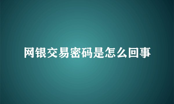 网银交易密码是怎么回事