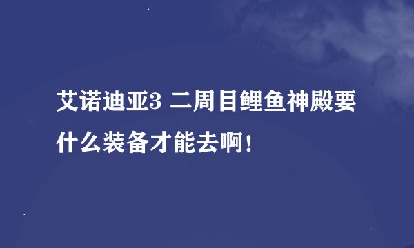 艾诺迪亚3 二周目鲤鱼神殿要什么装备才能去啊！