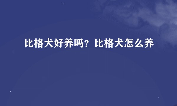 比格犬好养吗？比格犬怎么养