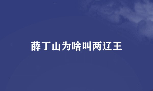 薛丁山为啥叫两辽王