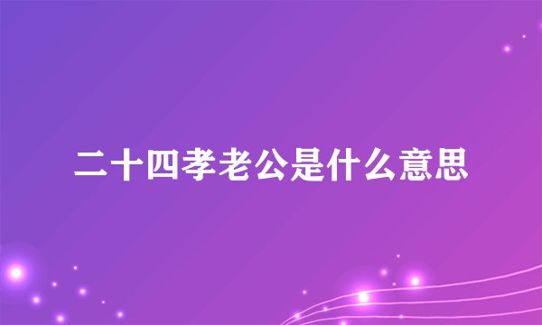 二十四孝老公是什么意思