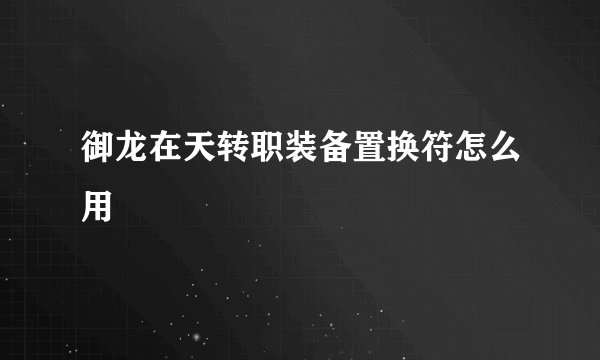 御龙在天转职装备置换符怎么用
