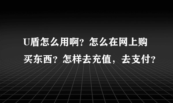 U盾怎么用啊？怎么在网上购买东西？怎样去充值，去支付？