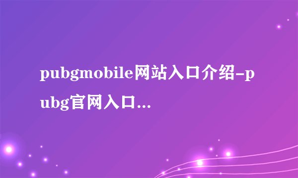 pubgmobile网站入口介绍-pubg官网入口网址分享