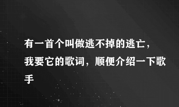 有一首个叫做逃不掉的逃亡，我要它的歌词，顺便介绍一下歌手