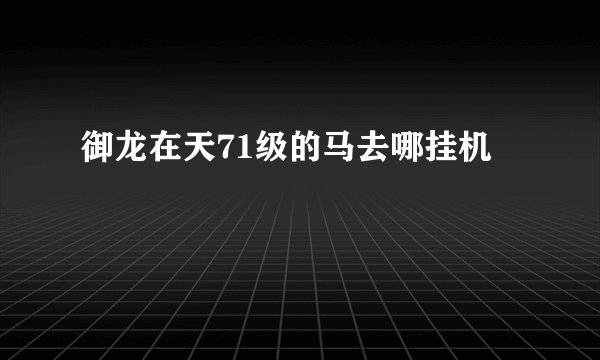 御龙在天71级的马去哪挂机
