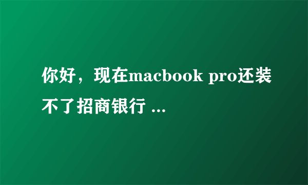 你好，现在macbook pro还装不了招商银行 个人专业版 吗？