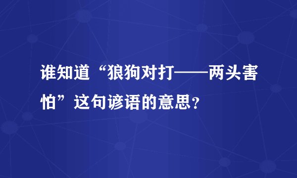 谁知道“狼狗对打——两头害怕”这句谚语的意思？