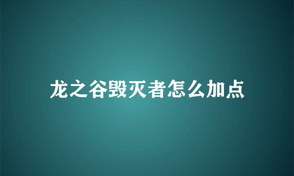 龙之谷毁灭者怎么加点