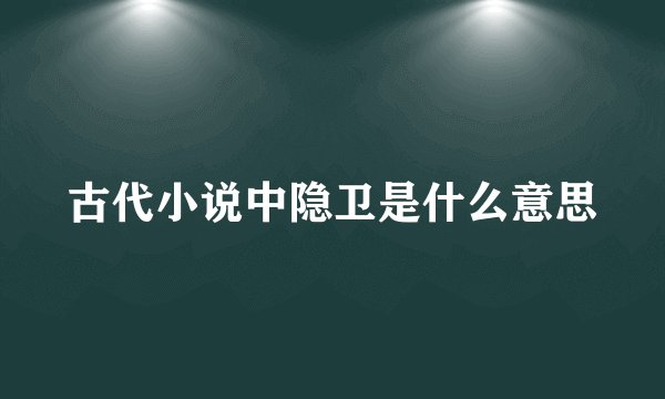 古代小说中隐卫是什么意思