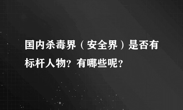 国内杀毒界（安全界）是否有标杆人物？有哪些呢？