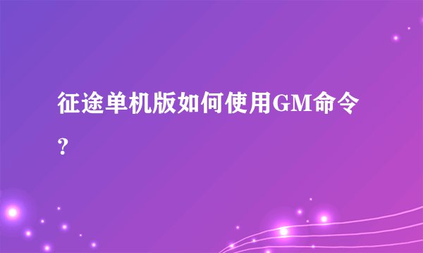 征途单机版如何使用GM命令？