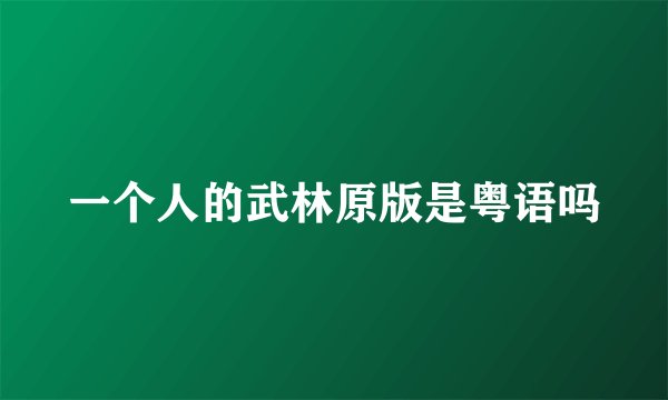 一个人的武林原版是粤语吗