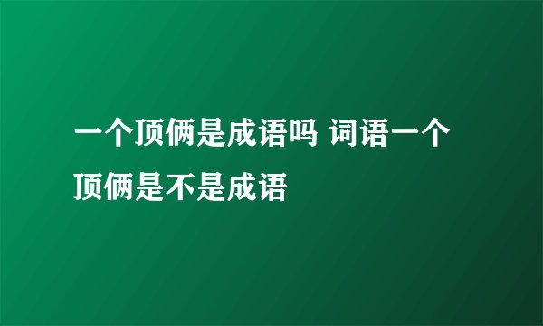 一个顶俩是成语吗 词语一个顶俩是不是成语