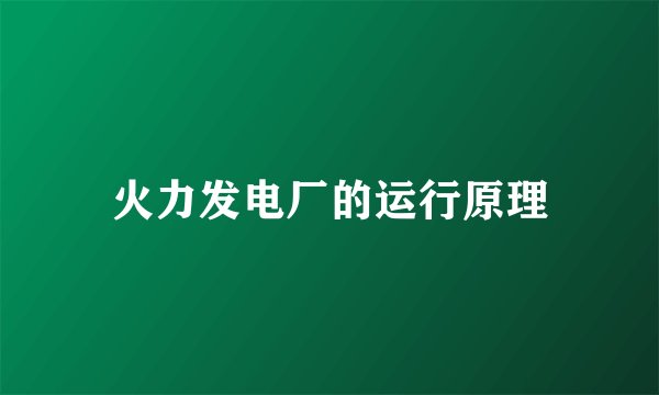 火力发电厂的运行原理