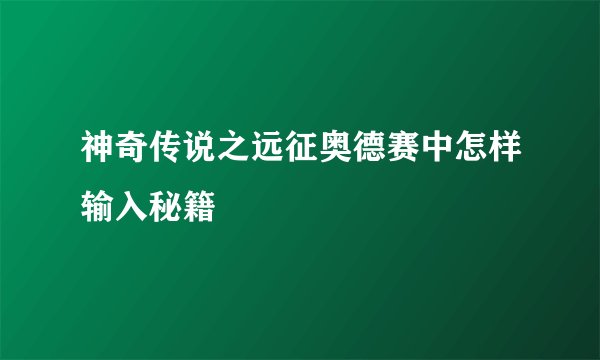 神奇传说之远征奥德赛中怎样输入秘籍