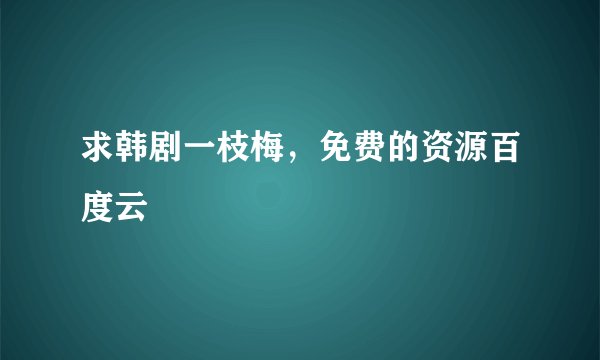 求韩剧一枝梅，免费的资源百度云