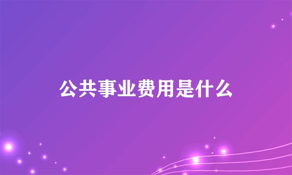 公共事业费用是什么