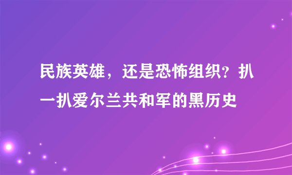 民族英雄，还是恐怖组织？扒一扒爱尔兰共和军的黑历史