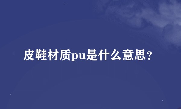 皮鞋材质pu是什么意思?