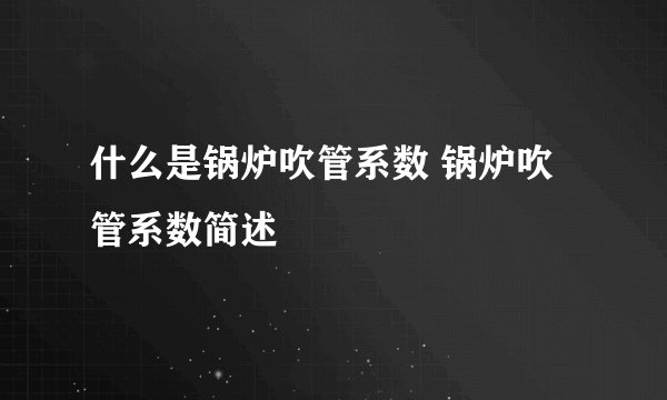什么是锅炉吹管系数 锅炉吹管系数简述