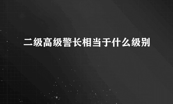 二级高级警长相当于什么级别