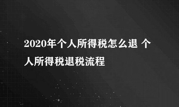 2020年个人所得税怎么退 个人所得税退税流程