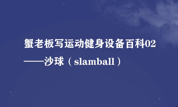蟹老板写运动健身设备百科02——沙球（slamball）