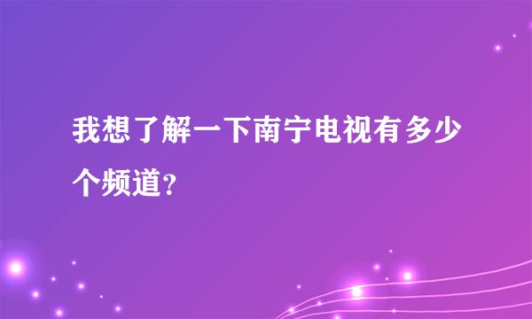我想了解一下南宁电视有多少个频道？