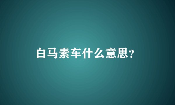 白马素车什么意思？