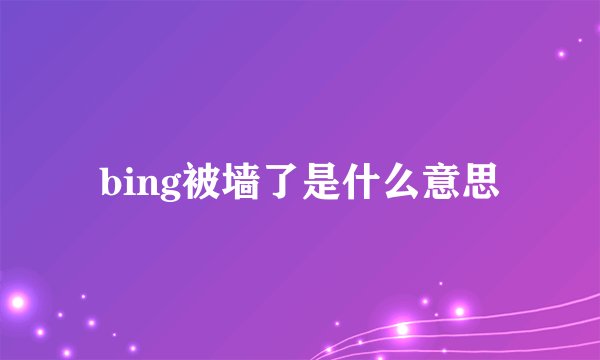 bing被墙了是什么意思