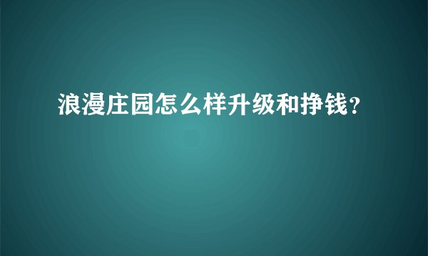 浪漫庄园怎么样升级和挣钱？