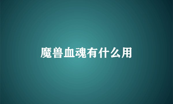 魔兽血魂有什么用
