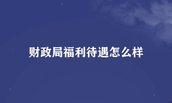 财政局福利待遇怎么样