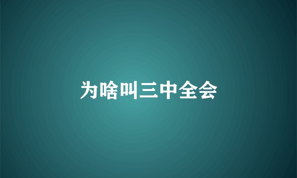 为啥叫三中全会