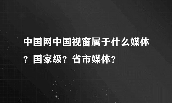 中国网中国视窗属于什么媒体？国家级？省市媒体？