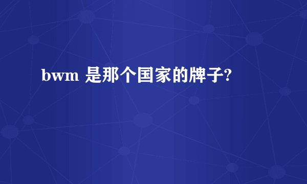 bwm 是那个国家的牌子?