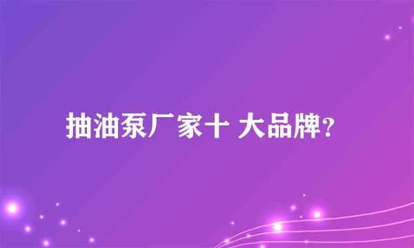 抽油泵厂家十 大品牌？
