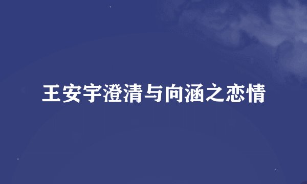王安宇澄清与向涵之恋情