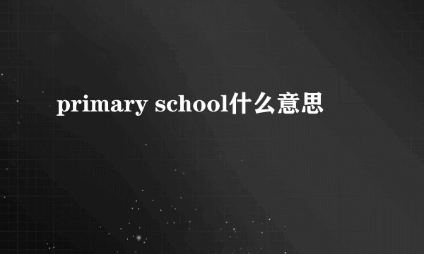 primary school什么意思