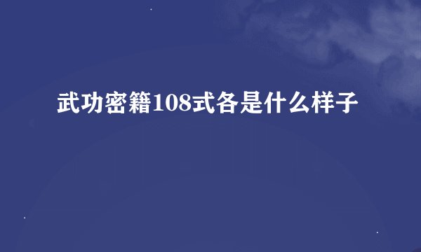 武功密籍108式各是什么样子