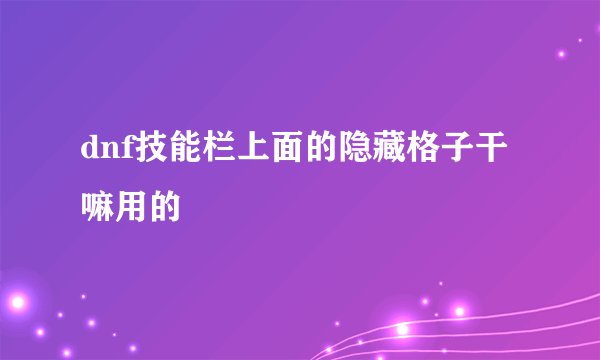dnf技能栏上面的隐藏格子干嘛用的
