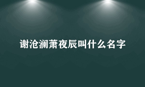 谢沧澜萧夜辰叫什么名字