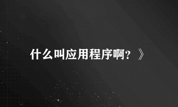 什么叫应用程序啊？》