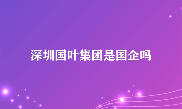 深圳国叶集团是国企吗